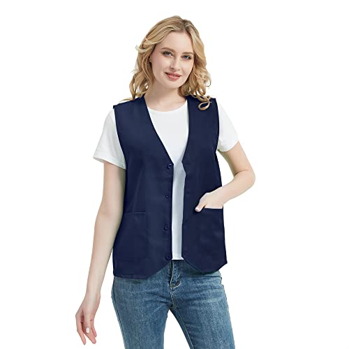 Unisex Button-Up Work Vest - Navy Blue