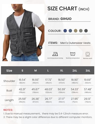 Men's Multi-Pocket Fishing Vest Jacket - Grey