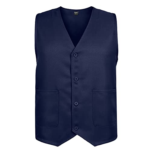 Unisex Button-Up Work Vest - Navy Blue