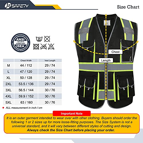 Hi-Vis Black Safety Vest with 10 Pockets
