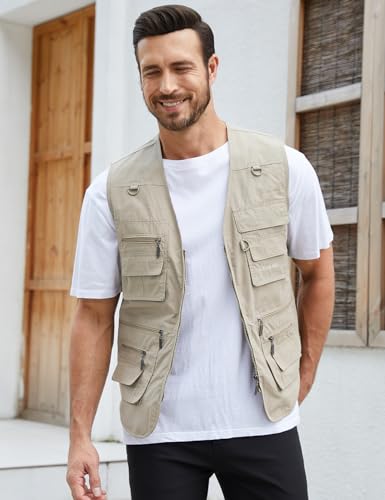 Yimoon Men's Multi-Pocket Fishing Safari Vest