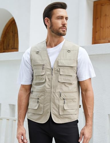 Yimoon Men's Multi-Pocket Fishing Safari Vest