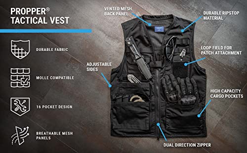 Men's Tactical Vest in Black - Medium Size