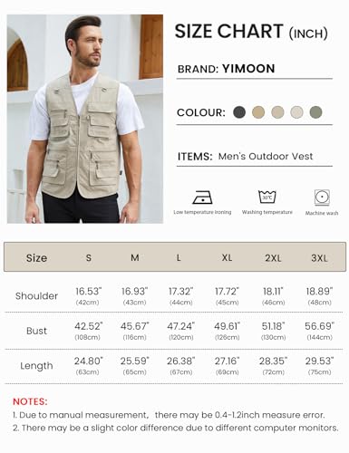 Yimoon Men's Multi-Pocket Fishing Safari Vest