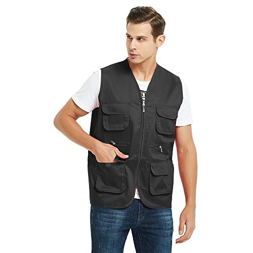 TopTie Black Multi-Pocket Volunteer Vest for Adults
