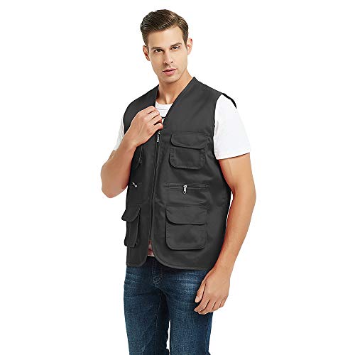 TopTie Black Multi-Pocket Volunteer Vest for Adults