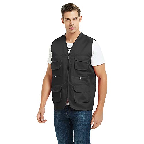 TopTie Black Multi-Pocket Volunteer Vest for Adults