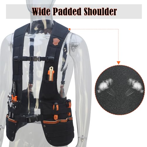 WELKINLAND Leather Tool Vest for Carpenters and Electricians
