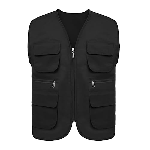 TopTie Black Multi-Pocket Volunteer Vest for Adults