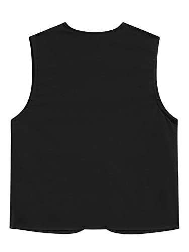 Men's Black Sleeveless Cargo Vest with Pockets