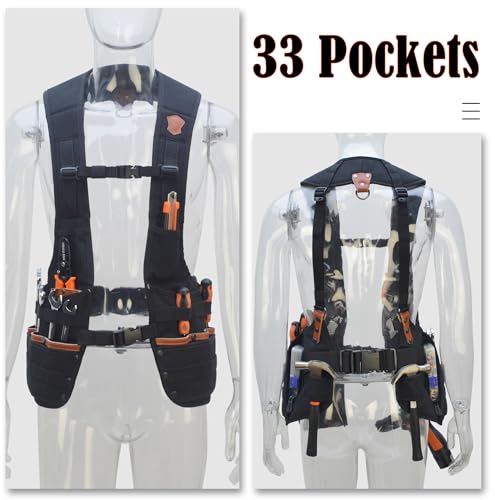 WELKINLAND Leather Tool Vest for Carpenters and Electricians