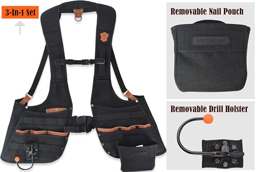 WELKINLAND Leather Tool Vest for Carpenters and Electricians