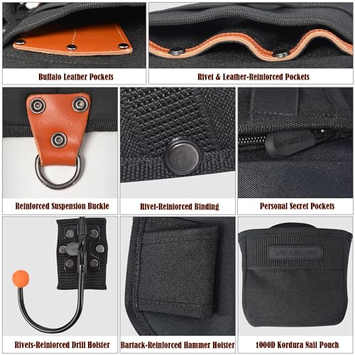 WELKINLAND Leather Tool Vest for Carpenters and Electricians