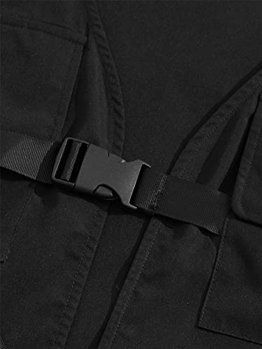 Men's Black Sleeveless Cargo Vest with Pockets