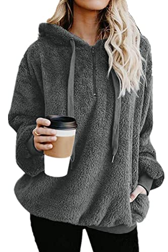 Oversized Sherpa Pullover Hoodie with Pockets