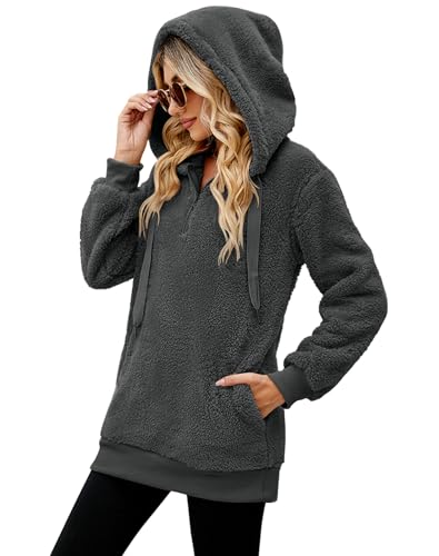 Oversized Sherpa Pullover Hoodie with Pockets