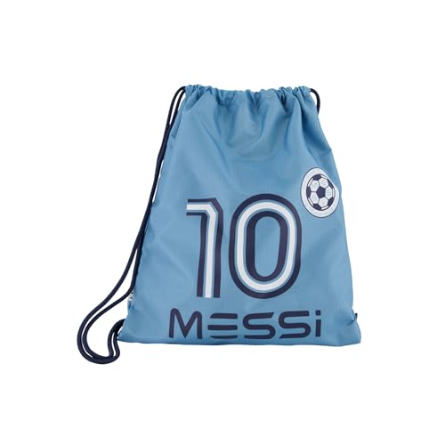 Messi Lifestyle Drawstring Bag for Boys & Girls, Side Pocket & Comfortable Straps, Argentina Blue, One Size