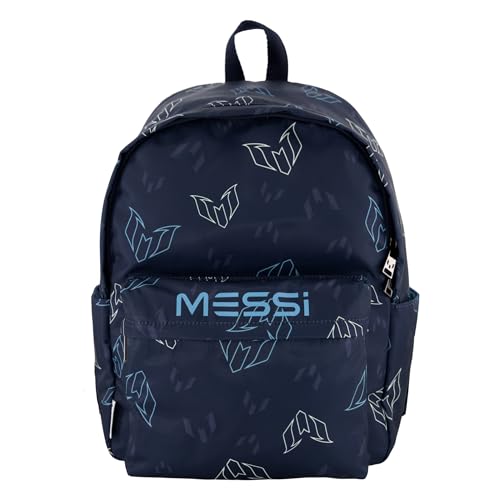 Messi Lifestyle Backpack for Boys & Girls, Bookbag with Pockets & Adjustable Straps, Blue Multi, One Size