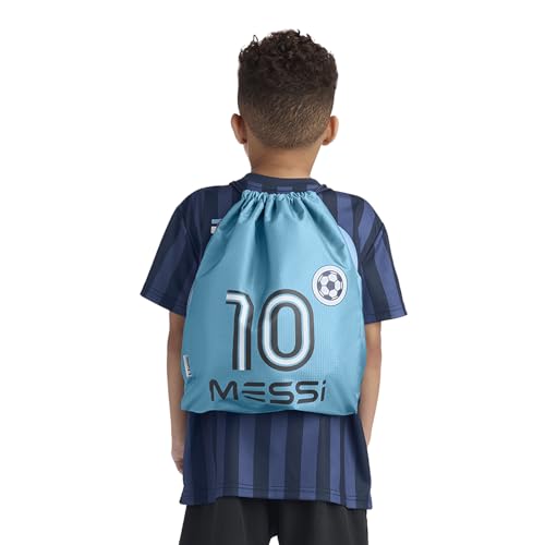 Messi Lifestyle Drawstring Bag for Boys & Girls, Side Pocket & Comfortable Straps, Argentina Blue, One Size