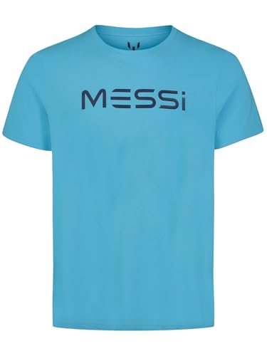 MESSI Men's Lifestyle Short Sleeve T-Shirt, Standard Fit Graphic Tee, Cotton Jersey Knit, AIR Blue