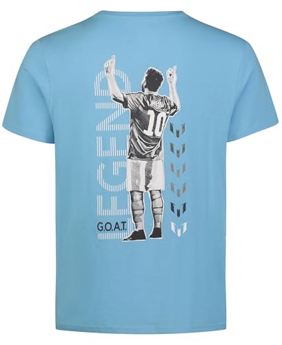 MESSI Men's Lifestyle Short Sleeve T-Shirt, Standard Fit Graphic Tee, Cotton Jersey Knit, AIR Blue