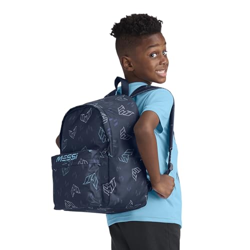 Messi Lifestyle Backpack for Boys & Girls, Bookbag with Pockets & Adjustable Straps, Blue Multi, One Size