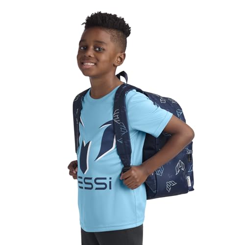 Messi Lifestyle Backpack for Boys & Girls, Bookbag with Pockets & Adjustable Straps, Blue Multi, One Size