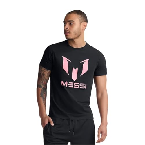 MESSI Men's Lifestyle Short Sleeve T-Shirt, Standard Fit Graphic Tee, Cotton Jersey Knit, Stretch Limo