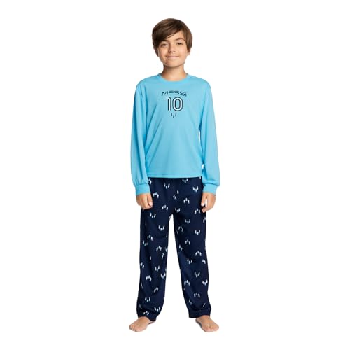 Messi Boys' Lifestyle Long Sleeve 2-Piece, Set with Comfortable Top & Sweatpants, Air Blue, Large