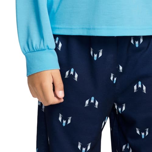 Messi Boys' Lifestyle Long Sleeve 2-Piece, Set with Comfortable Top & Sweatpants, Air Blue, Large