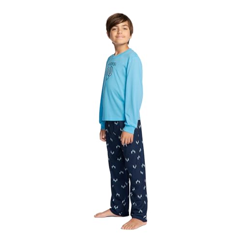 Messi Boys' Lifestyle Long Sleeve 2-Piece, Set with Comfortable Top & Sweatpants, Air Blue, Large