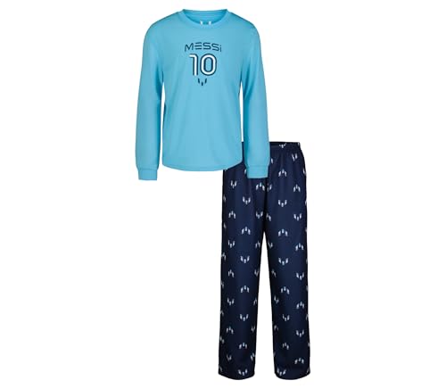 Messi Boys' Lifestyle Long Sleeve 2-Piece, Set with Comfortable Top & Sweatpants, Air Blue, Large