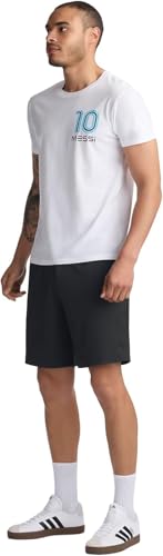 MESSI Men's Lifestyle Short Sleeve T-Shirt, Standard Fit Graphic Tee, Cotton Jersey Knit, Bright White