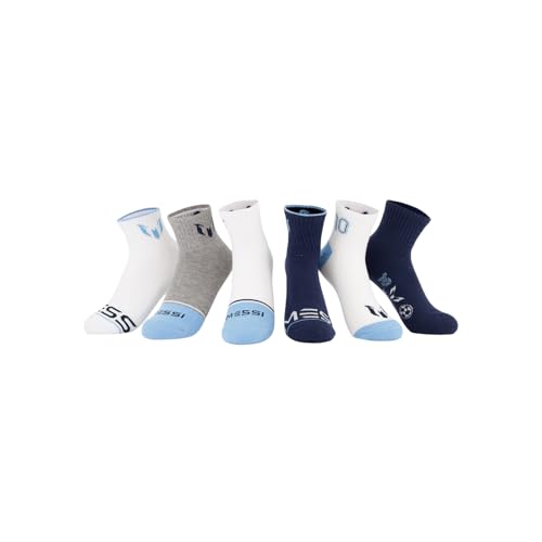 Messi Boys Lifestyle Ankle Socks, 6-Pack Kids Socks, Soft & Stretchy, Comfortable, Blue