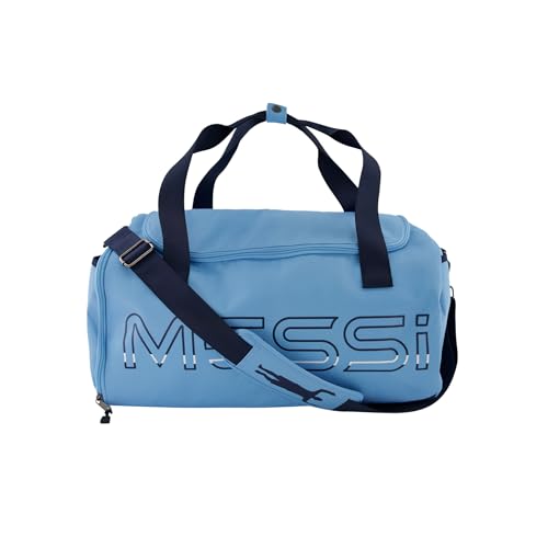 Messi Lifestyle Duffel Bag for Boys & Girls, Side Pockets & Adjustable Strap, Durable, Argentina Blue, One Size