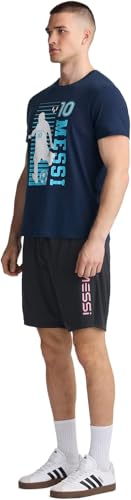 MESSI Men's Lifestyle Short Sleeve T-Shirt, Standard Fit Graphic Tee, Cotton Jersey Knit, Dress Blues