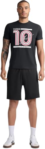 MESSI Men's Lifestyle Short Sleeve T-Shirt, Standard Fit Graphic Tee, Cotton Jersey Knit, Stretch Limo, Medium