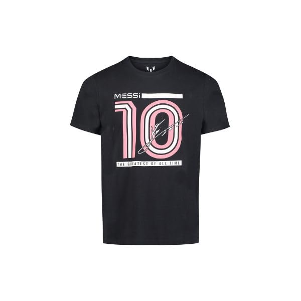 MESSI Men's Lifestyle Short Sleeve T-Shirt, Standard Fit Graphic Tee, Cotton Jersey Knit, Stretch Limo, Medium