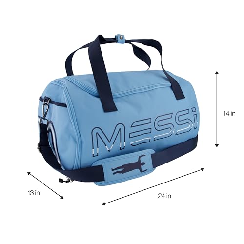 Messi Lifestyle Duffel Bag for Boys & Girls, Side Pockets & Adjustable Strap, Durable, Argentina Blue, One Size