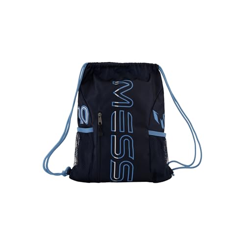Messi Lifestyle Drawstring Bag for Boys & Girls, Front Water Bottle Pocket, Dark Blue, One Size