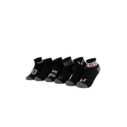 Messi Boys Lifestyle Ankle Socks, 6-Pack Kids Socks, Soft & Stretchy, Comfortable, Black