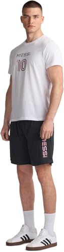MESSI Men's Lifestyle Short Sleeve T-Shirt, Standard Fit Graphic Tee, Cotton Jersey Knit, Bright White, Large