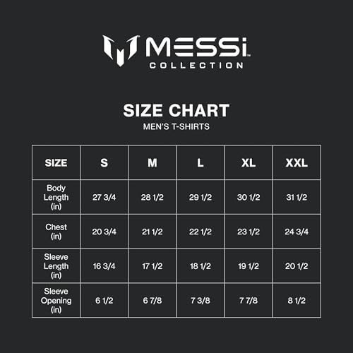 MESSI Men's Lifestyle Short Sleeve T-Shirt, Standard Fit Graphic Tee, Cotton Jersey Knit, Bright White, Large