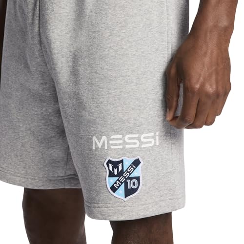 Messi Men's Lifestyle Fleece, Jogger Shorts with Drawstring Closure, Comfortable Fit, Heather Grey
