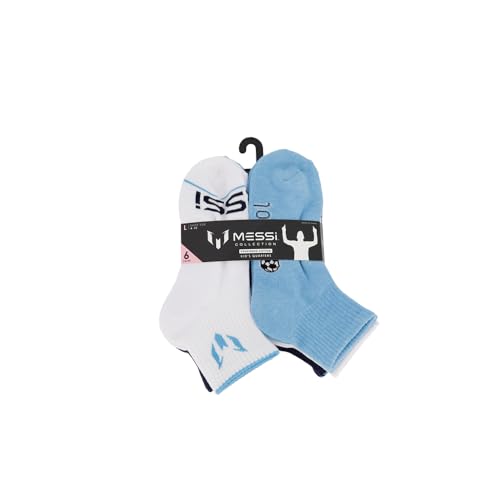 Messi Girls Lifestyle No-Show Socks, 6-Pack Kids Socks, Soft & Stretchy, Comfortable, Blue