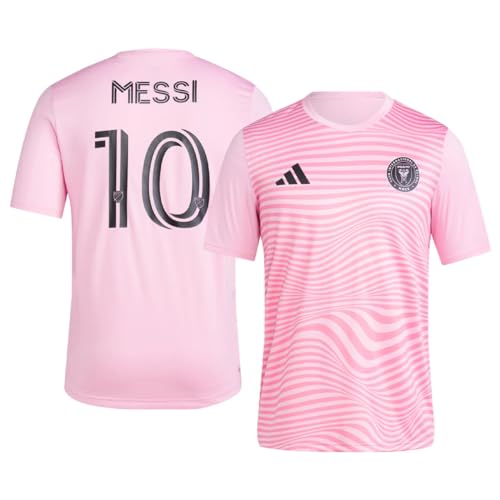 adidas Lionel Messi Inter Miami CF #10 Men's Player Name & Number Performance Shirt (Pink, Medium)