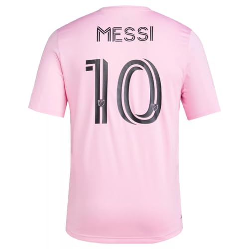 adidas Lionel Messi Inter Miami CF #10 Men's Player Name & Number Performance Shirt (Pink, Large)