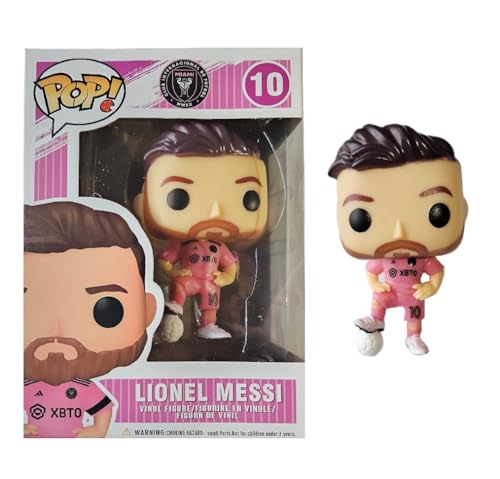POP! FOOTBALL Lionel Messi Inter Miami Pink Model 2 (Brown facial hair), action figure, decorative figure of Lionel Messi, Messi Juguete, Figura de acción Lionel Messi Soccer