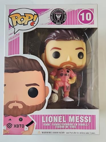 POP! FOOTBALL Lionel Messi Inter Miami Pink Model 2 (Brown facial hair), action figure, decorative figure of Lionel Messi, Messi Juguete, Figura de acción Lionel Messi Soccer