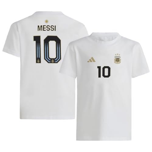 adidas Lionel Messi #10 Argentina National Team Men's Player Name & Number T-Shirt (White, Small)